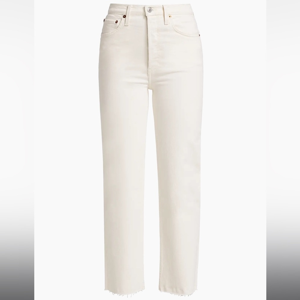 RE/DONE 70s stove pipe White Straight-Leg Denim Jeans 25 NWT* $265